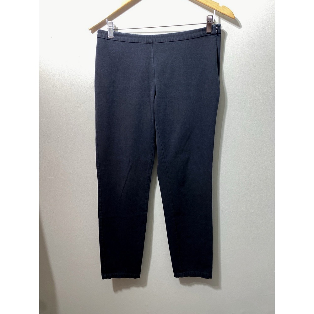 Eileen‎ Fisher Cotton Pants Black Straight Leg Minimalist Closet Staple - Size 6